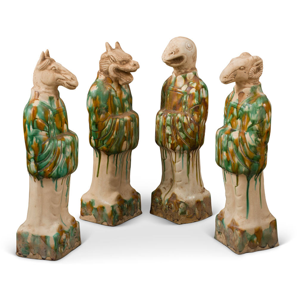 16 in Tang Dynasty Tri-Color Zodiac Figurine Set