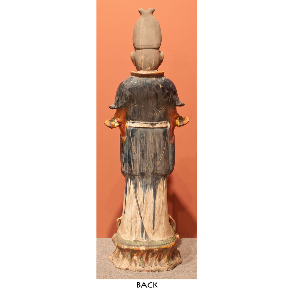 Tang Tri-Color Glazed Ceramics Officer with Blue Robe