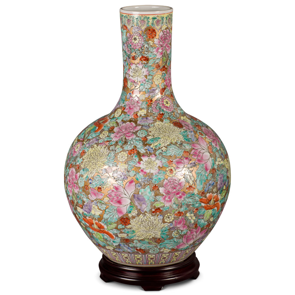 Exquisite Chinese ceramics Hand painted lotus flower vase flower arrangement 