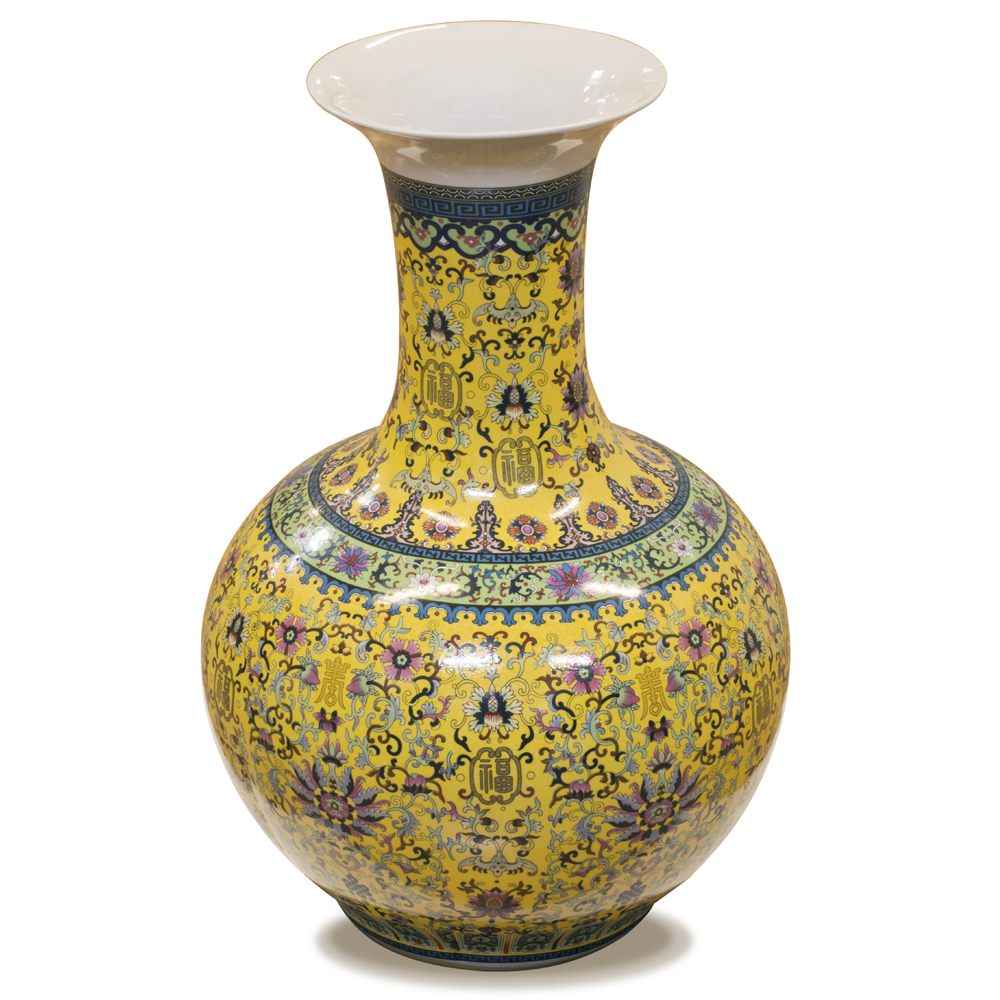 Yellow Imperial Porcelain Chinese Temple Vase