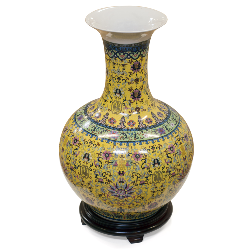 Yellow Imperial Porcelain Chinese Temple Vase