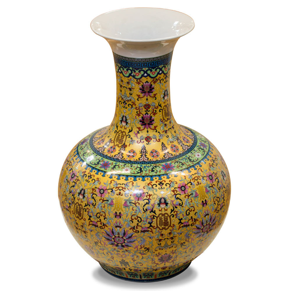 Gold Imperial Chinese Porcelain Temple Vase