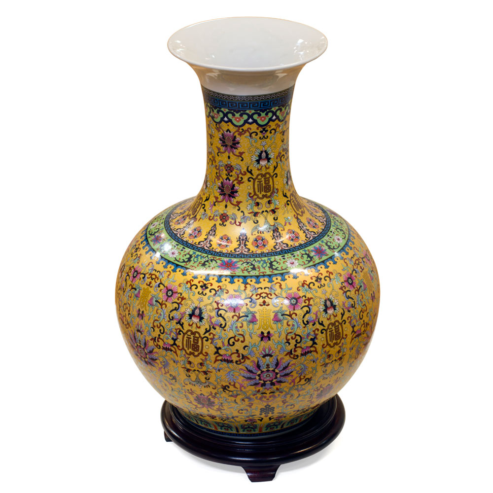 Gold Imperial Chinese Porcelain Temple Vase