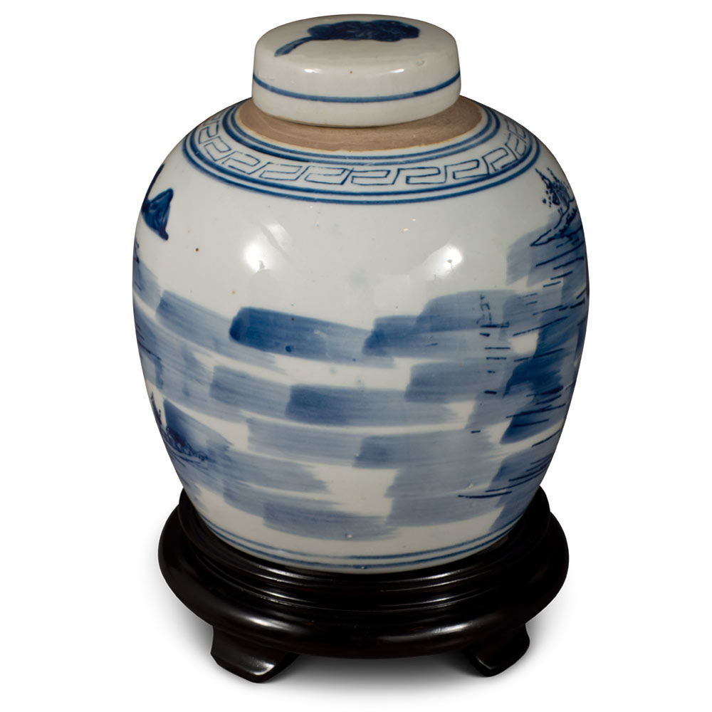 Blue and White Porcelain Scenery Chinese Jar