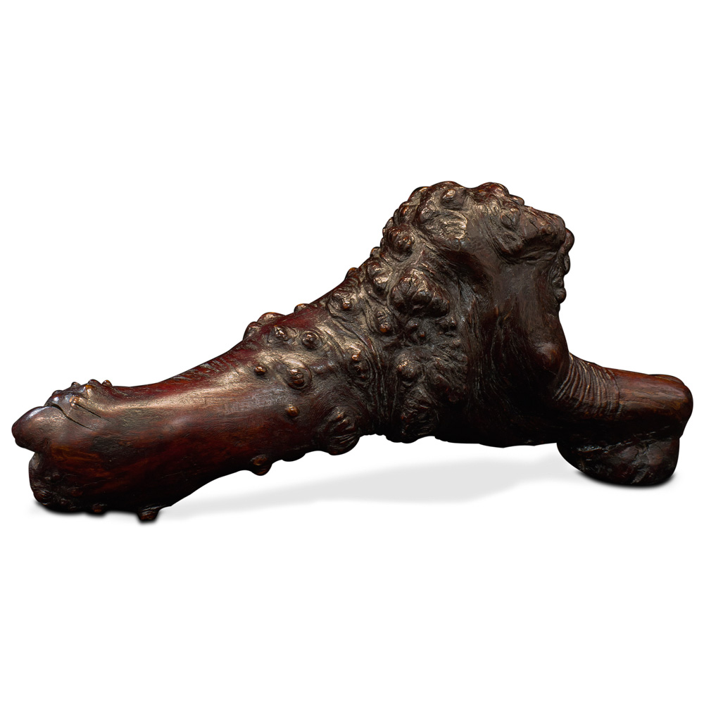 Rosewood Root Chinese Foo Dog Carving
