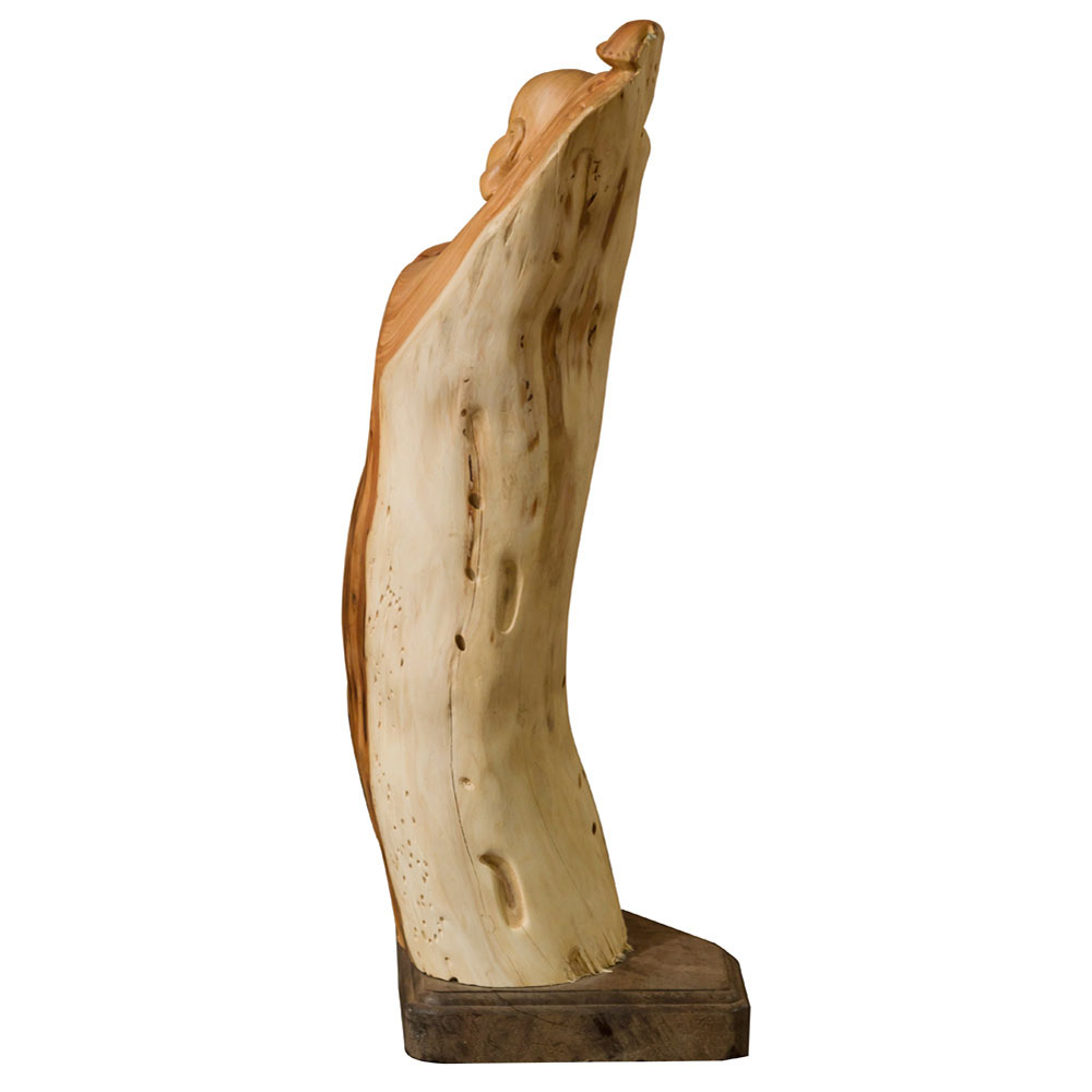 Cedar Wood Root Happy Buddha Asian Sculpture