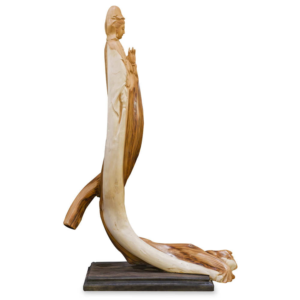Cedar Wood Root Guanyin Sculpture