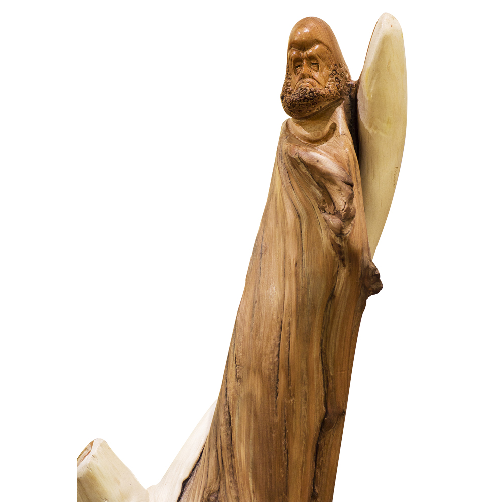 Cedar Wood Root Damo Asian Sculpture