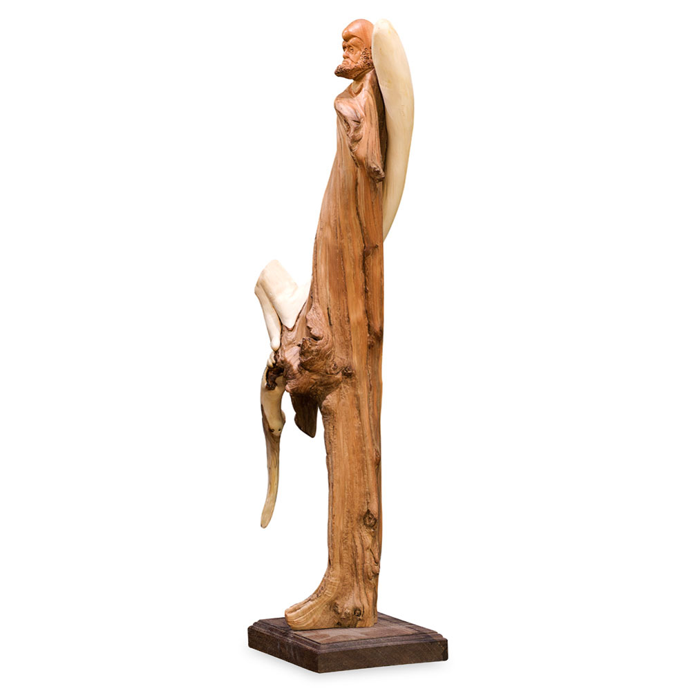 Cedar Wood Root Damo Asian Sculpture