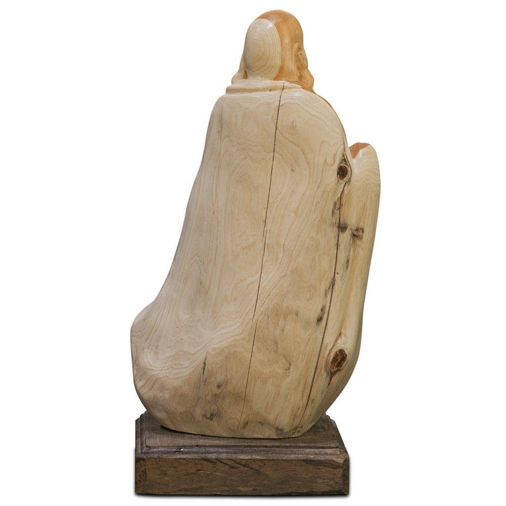 Cedar Wood Root Happy Buddha Sculpture