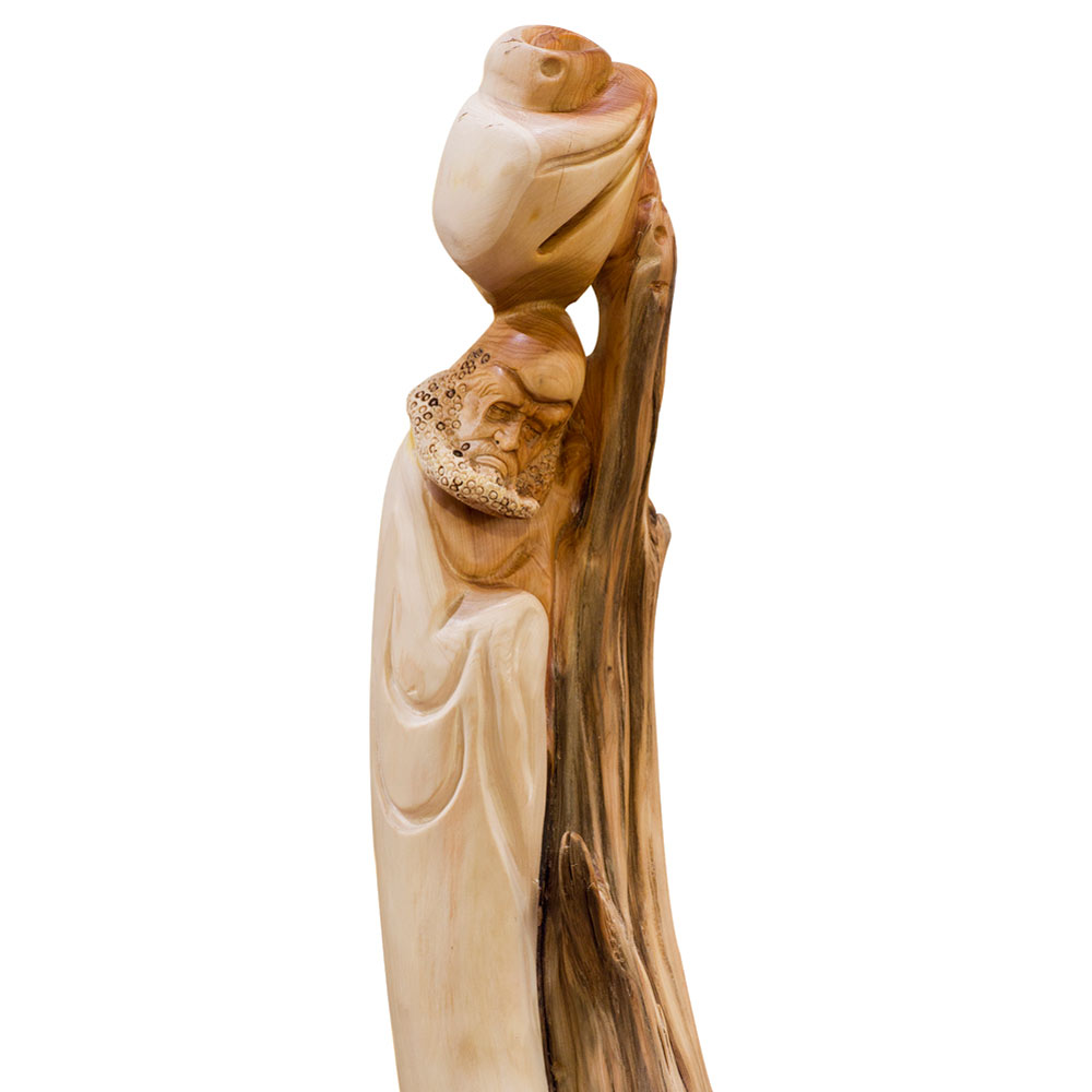 Cedar Wood Root Damo Asian Sculpture