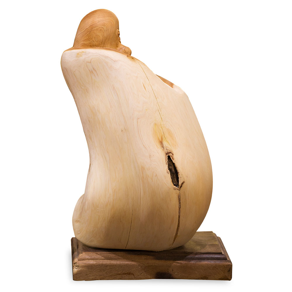 Cedar Wood Root Happy Buddha Asian Sculpture