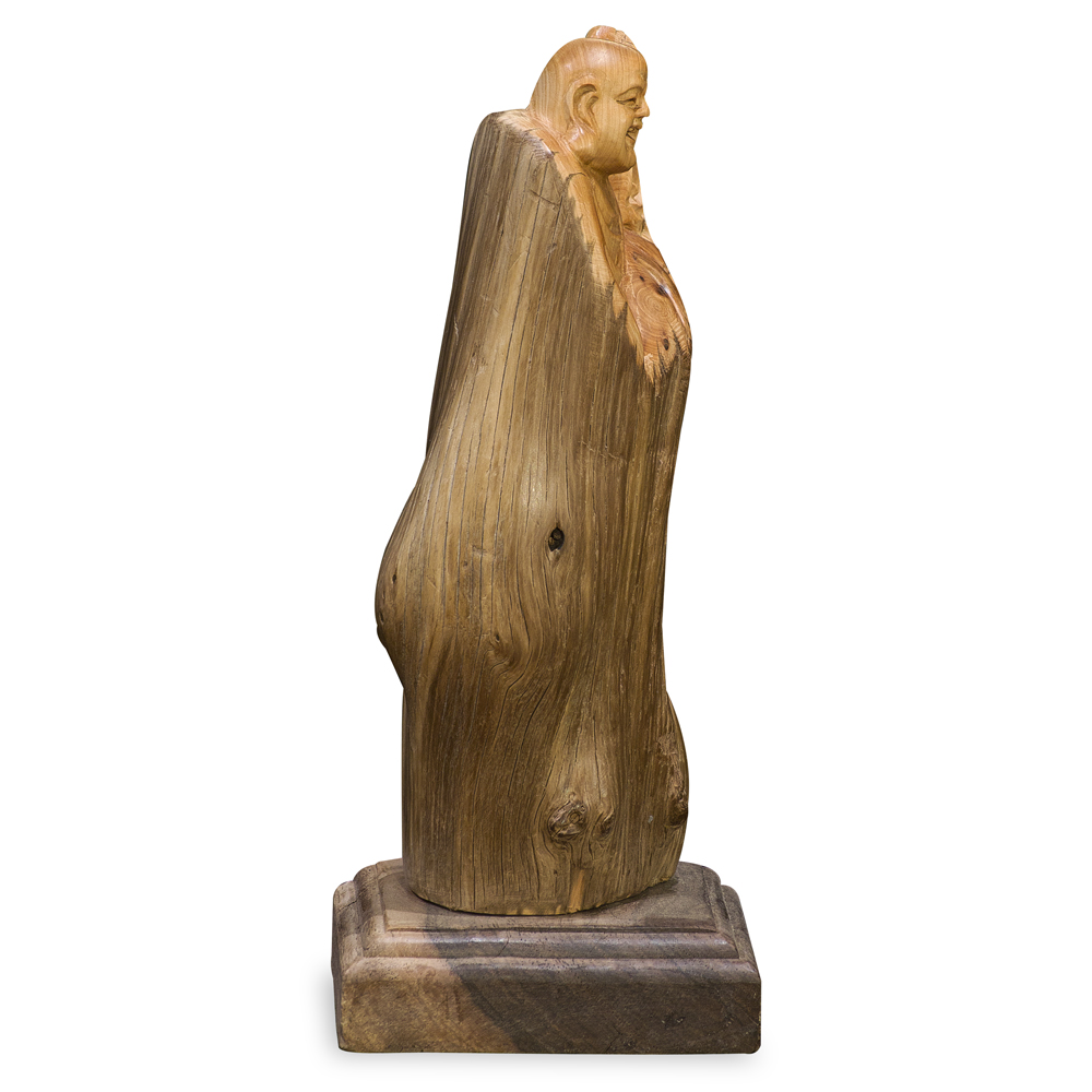 Cedar Wood Root Happy Buddha Asian Sculpture