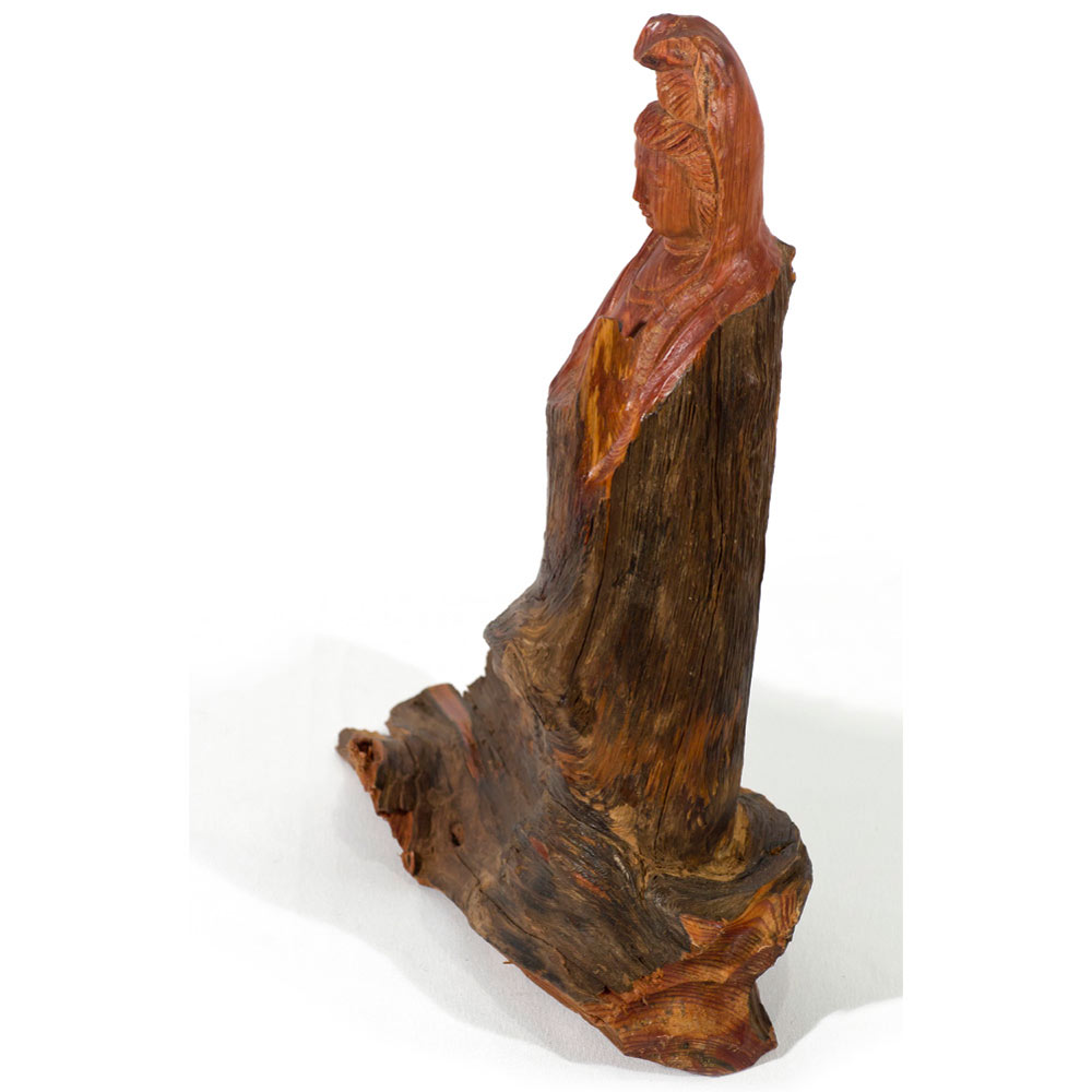 Hand Carved Cedar Wood Statue Guanyin