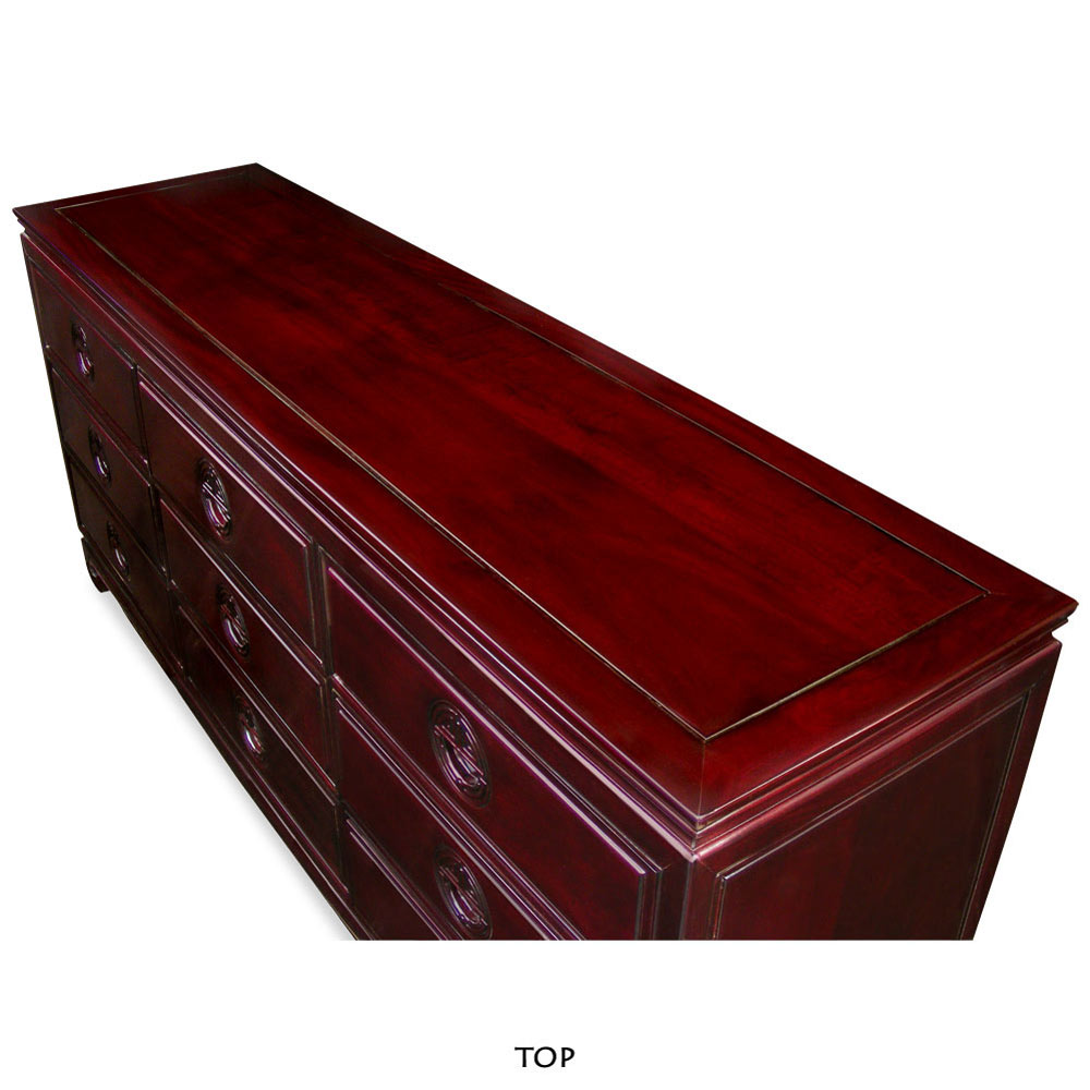 Dark Cherry Rosewood Longevity Chest of 9 Drawers