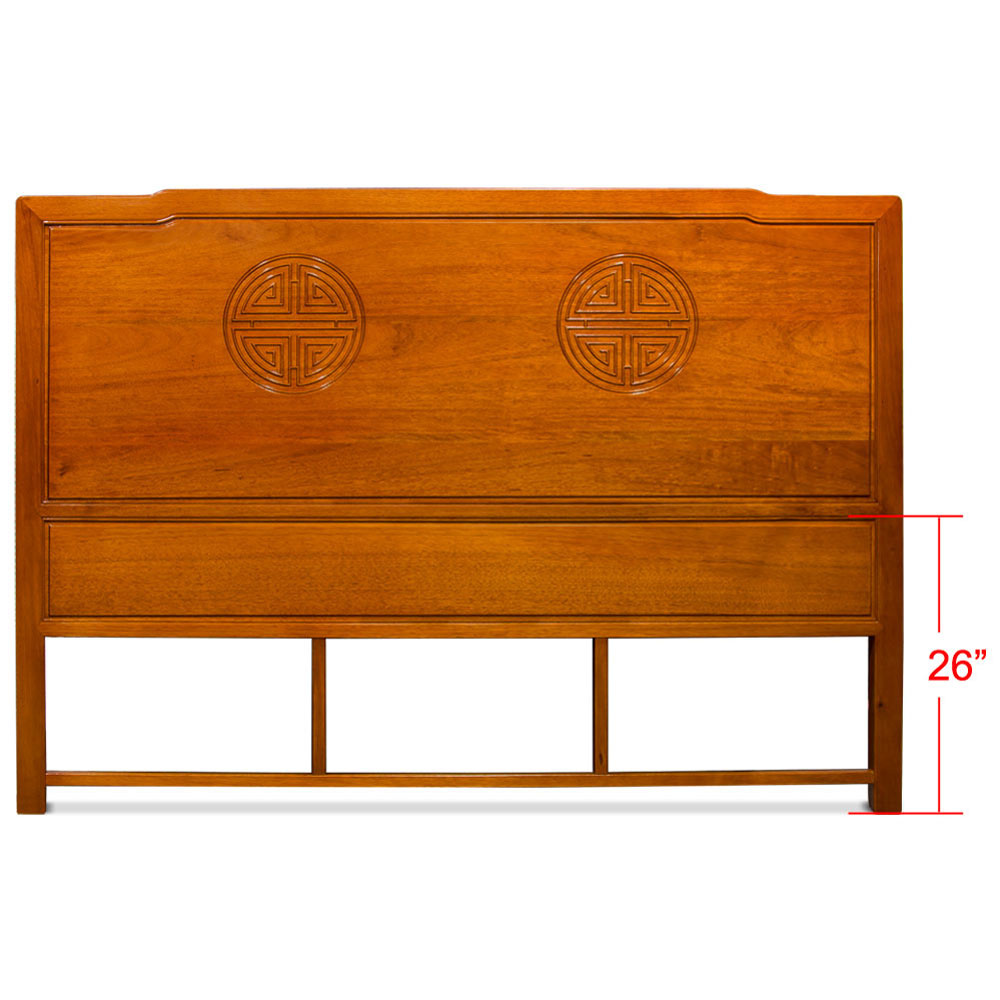 Natural Finish Rosewood Longevity King Size Chinese Headboard