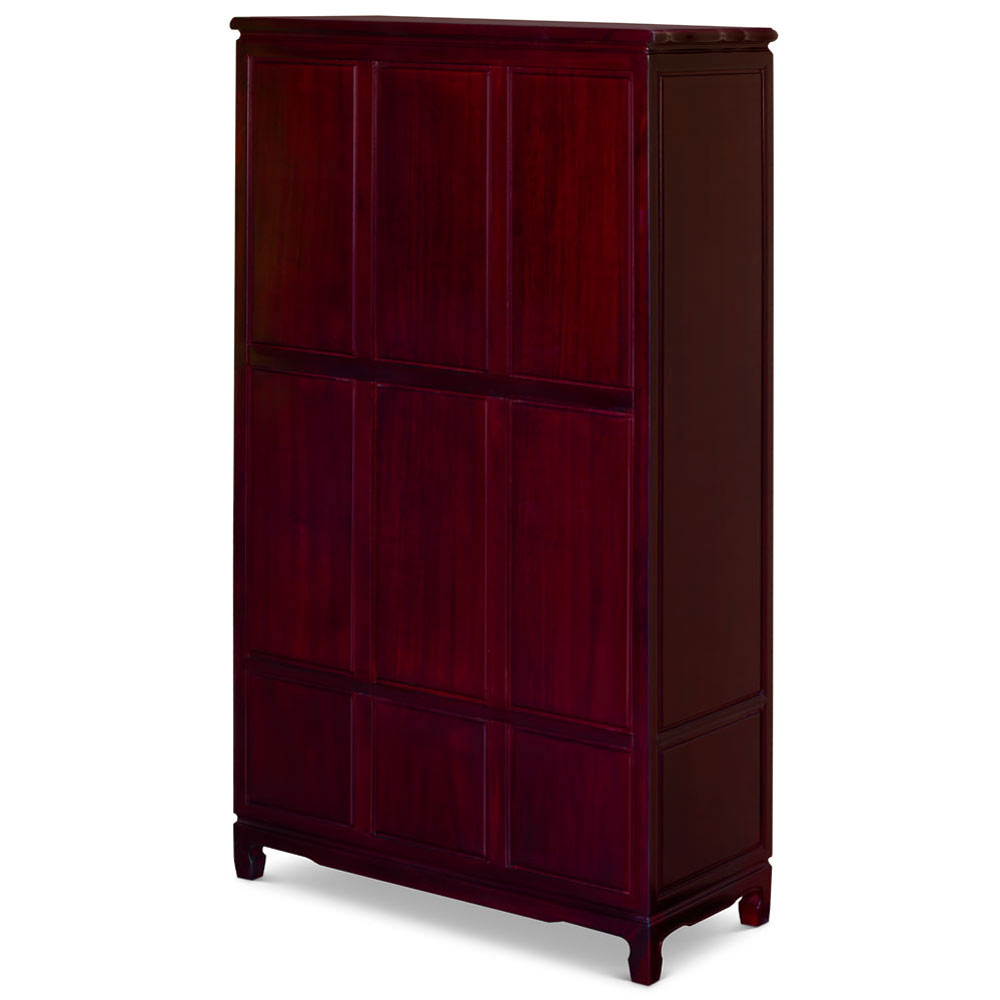 Dark Cherry Rosewood Dragon and Phoenix Chinese Armoire