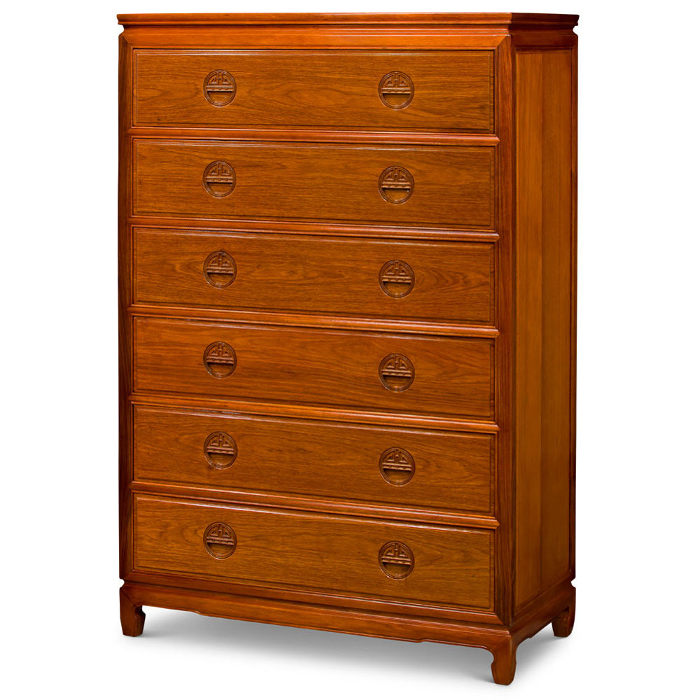 Natural Finish Rosewood Longevity High Chest of Drawers