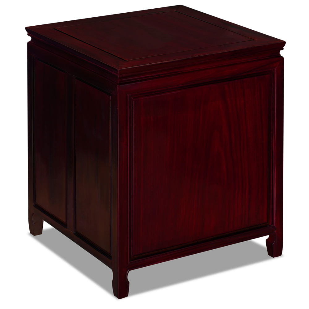 Dark Cherry Rosewood Chinese Longevity Design Nightstand