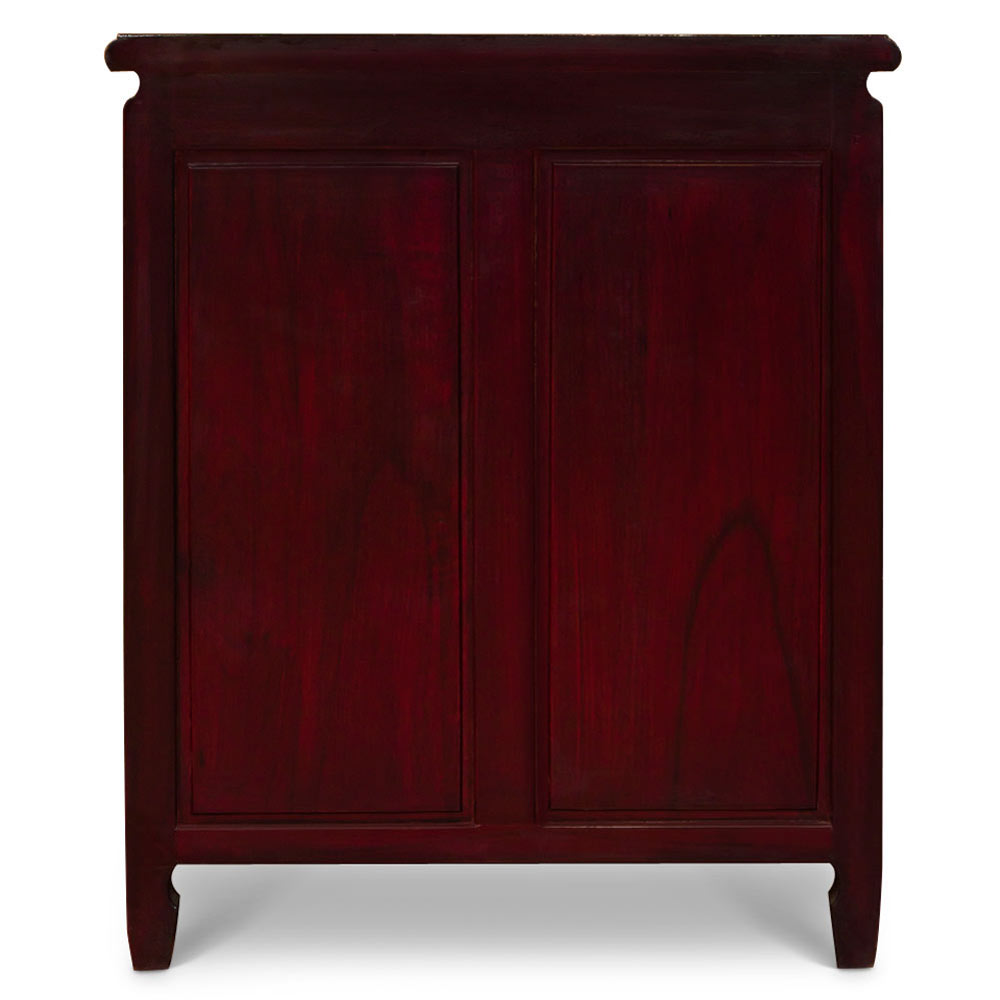 Dark Cherry Rosewood Dragon and Phoenix Oriental Nightstand