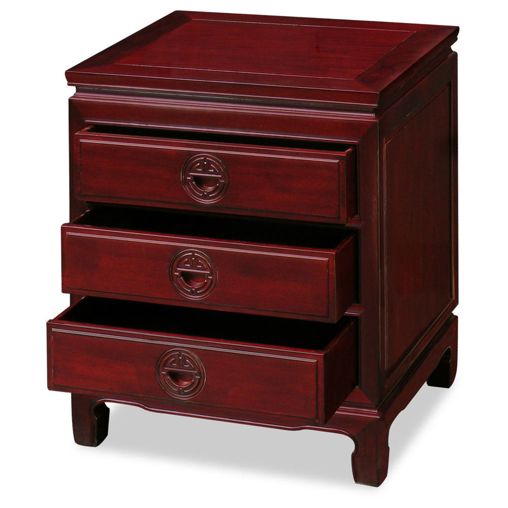 Dark Cherry Rosewood Longevity Design Oriental Nightstand