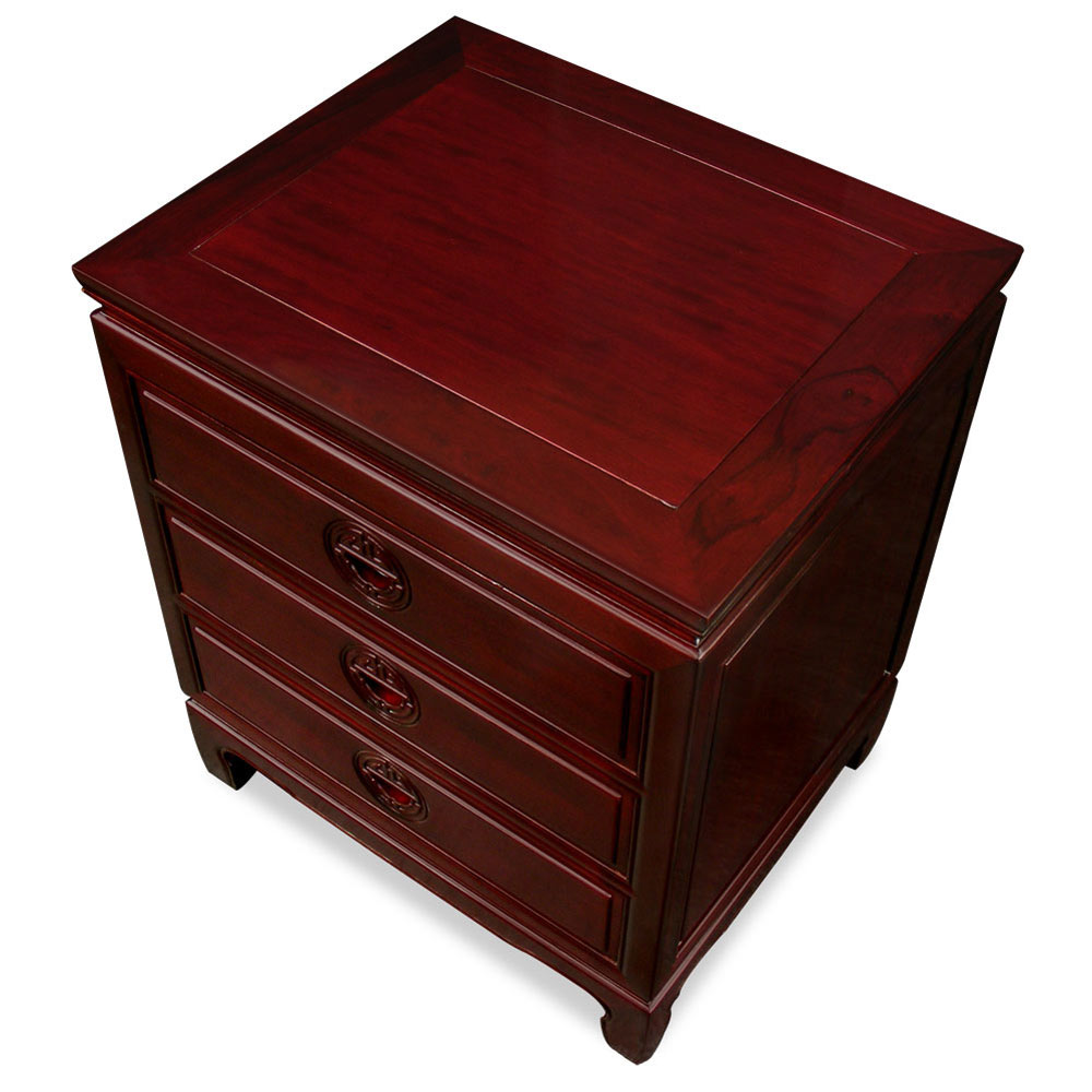 Dark Cherry Rosewood Longevity Design Oriental Nightstand