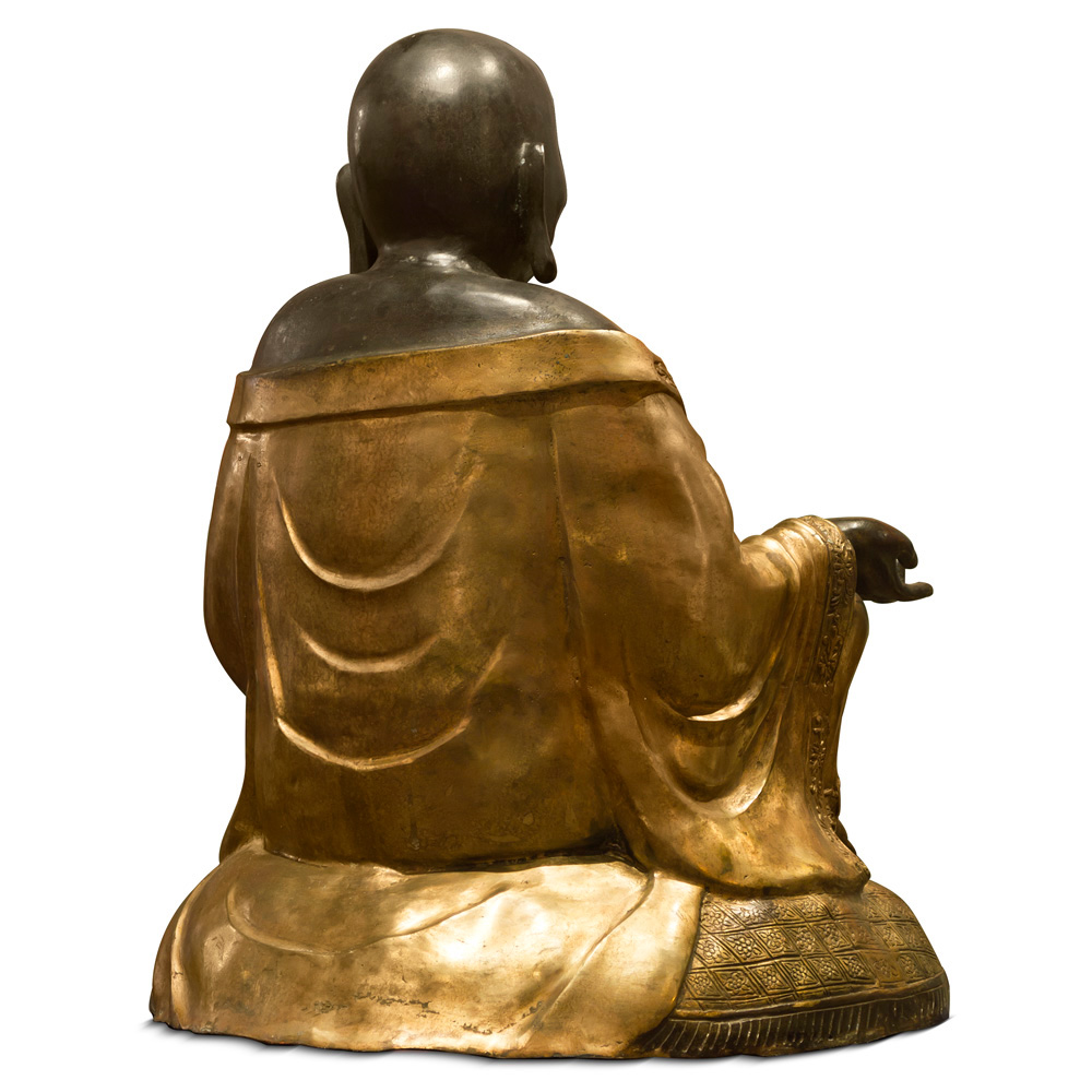 Bronze Sitting Chinese Happy Buddha with Gilded Robe Statue