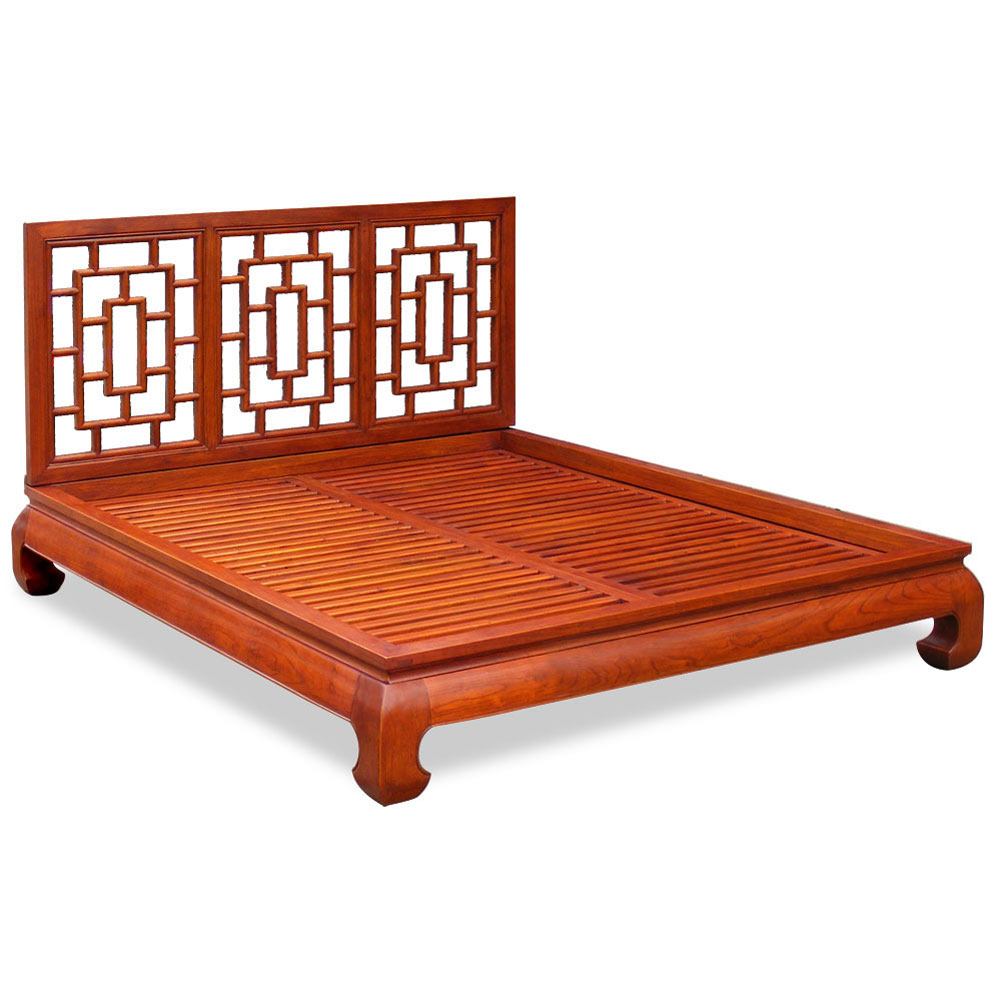 Honey Elmwood Ming Queen Size Platform Bed