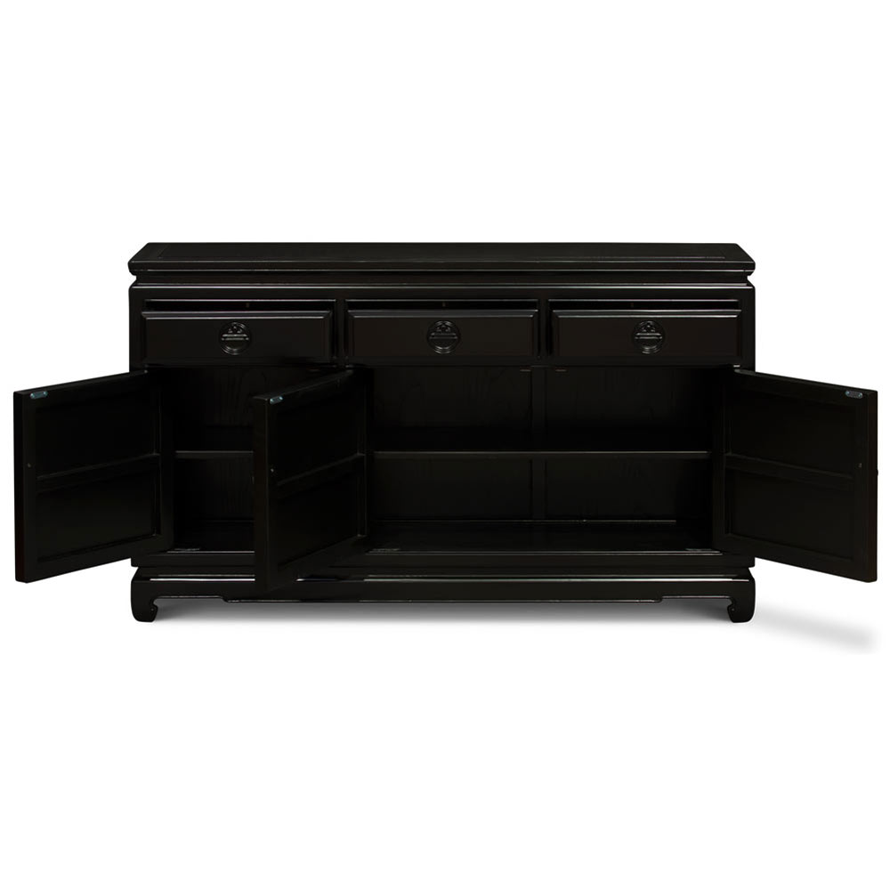 56in Black Elmwood Chinese Longevity Sideboard