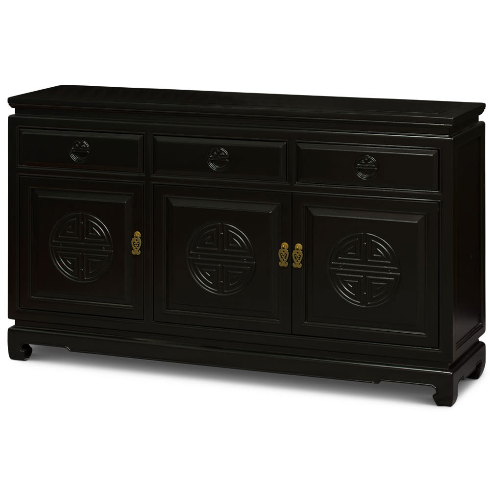 56in Black Elmwood Chinese Longevity Sideboard