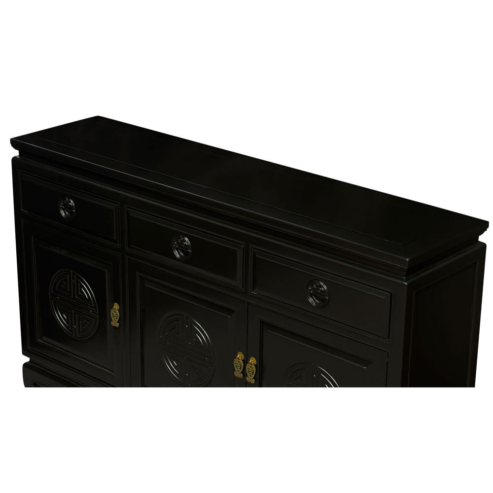 56in Black Elmwood Chinese Longevity Sideboard