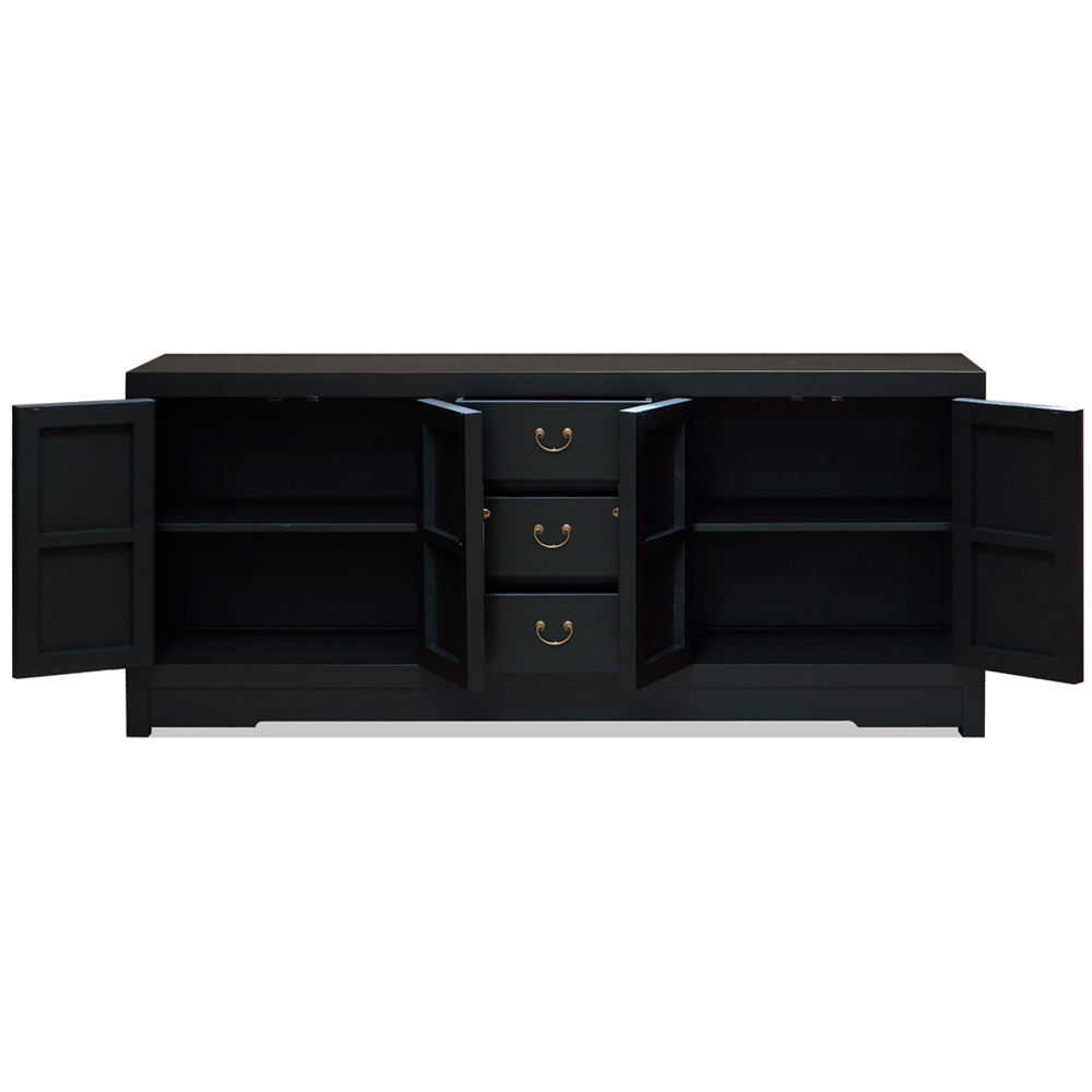 Matte Black Elmwood Chinese Grand Ming Sideboard - with FREE Inside Delivery