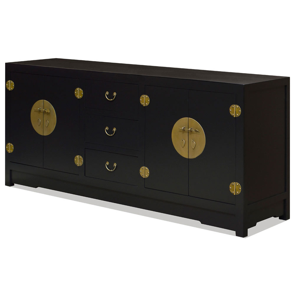 Matte Black Elmwood Chinese Grand Ming Sideboard - with FREE Inside Delivery