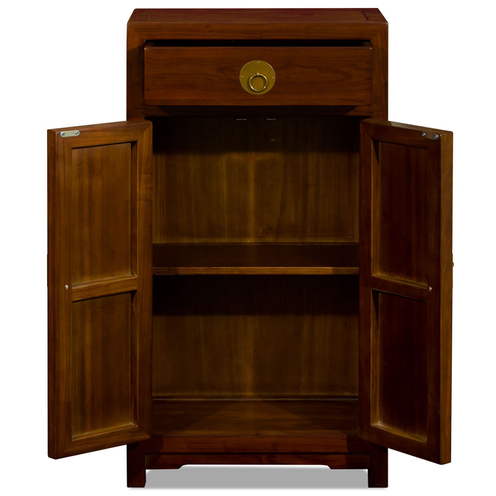 Slim Mahogany Elmwood Chinese Ming Cabinet