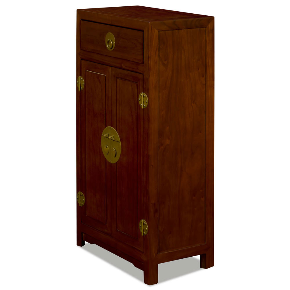 Slim Mahogany Elmwood Chinese Ming Cabinet