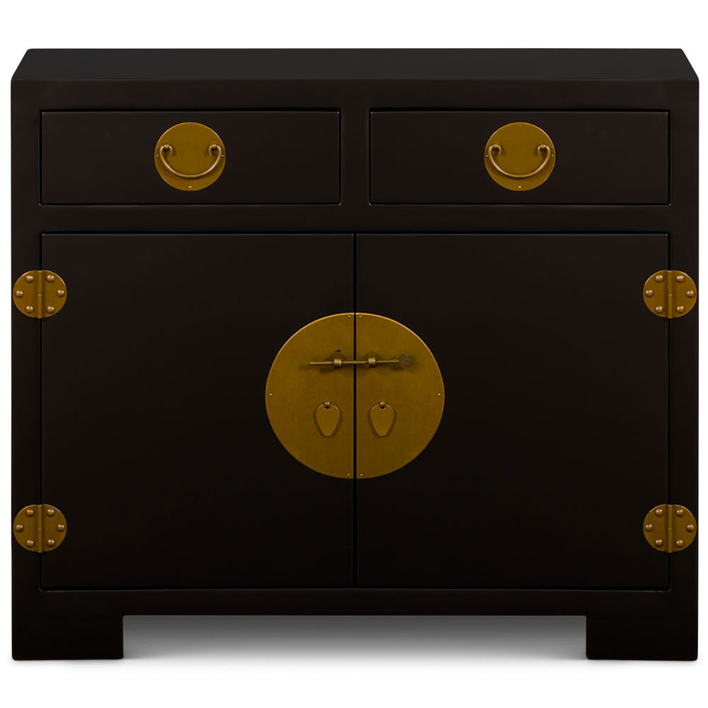 Matte Black Elmwood Chinese Ming Cabinet