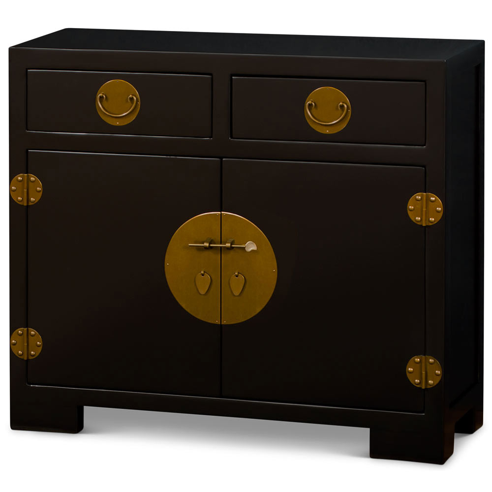 Matte Black Elmwood Chinese Ming Cabinet