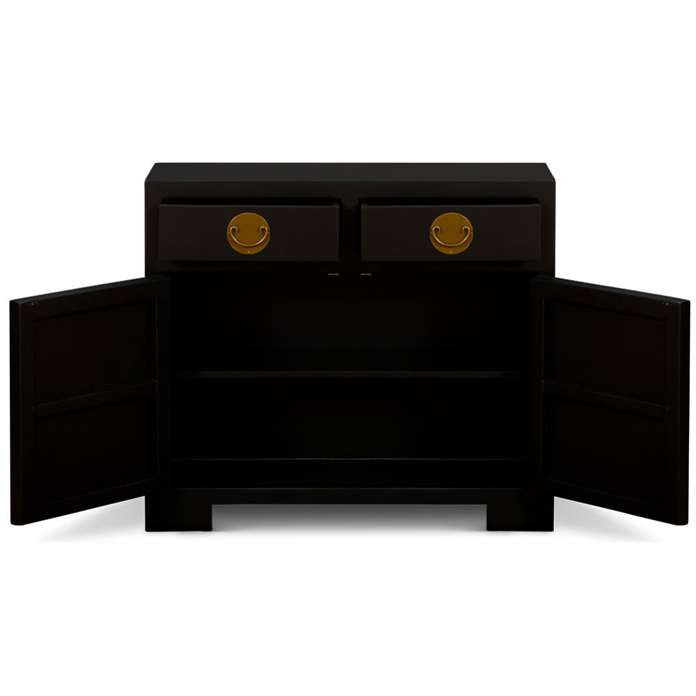 Matte Black Elmwood Chinese Ming Cabinet