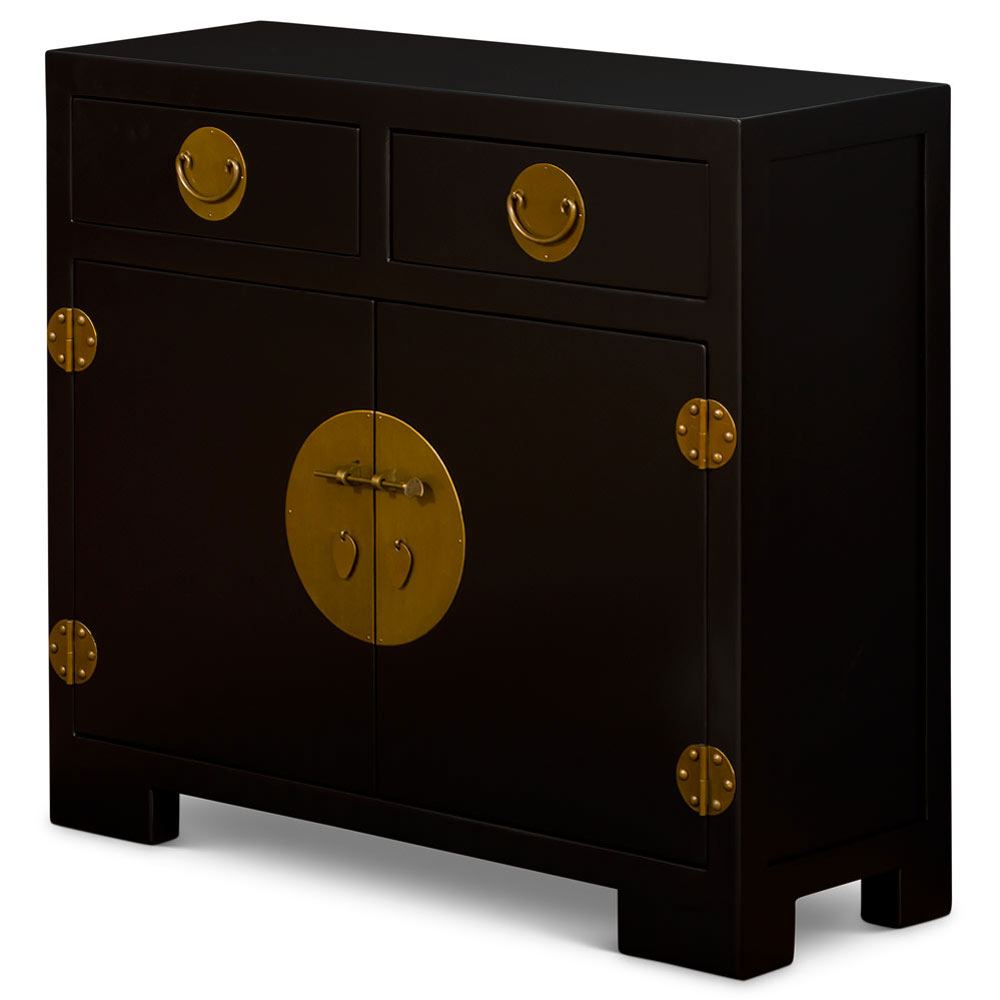 Matte Black Elmwood Chinese Ming Cabinet