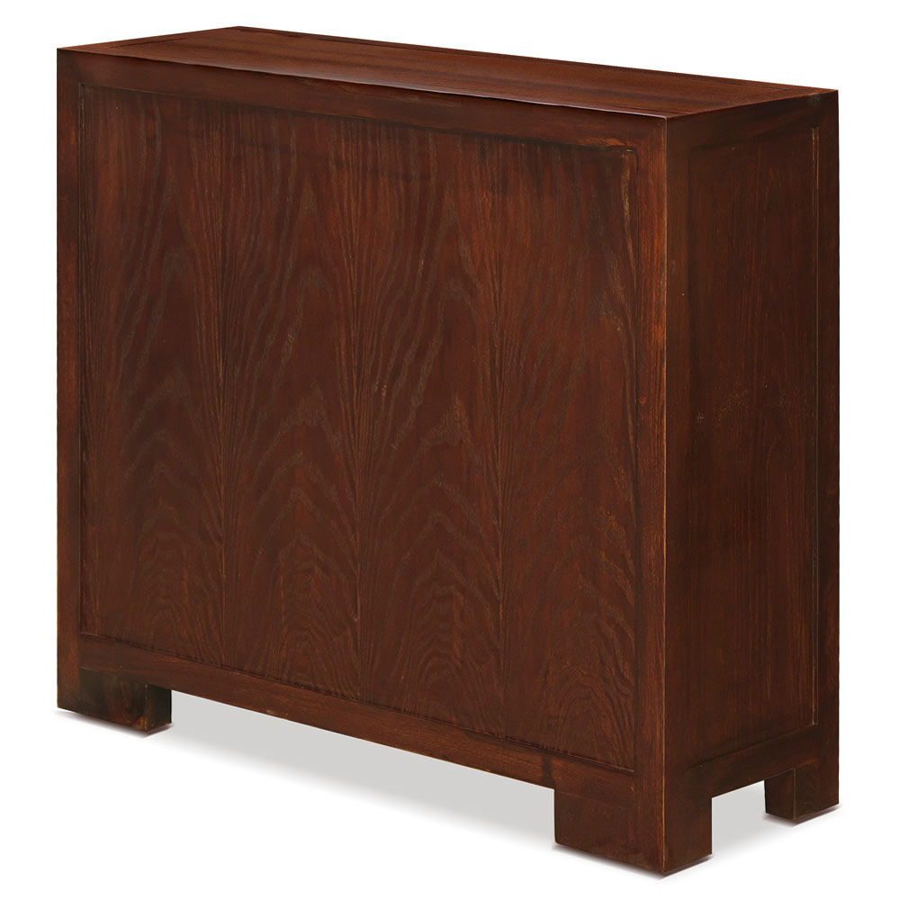 Mahogany Finish Elmwood Chinese Ming Cabinet