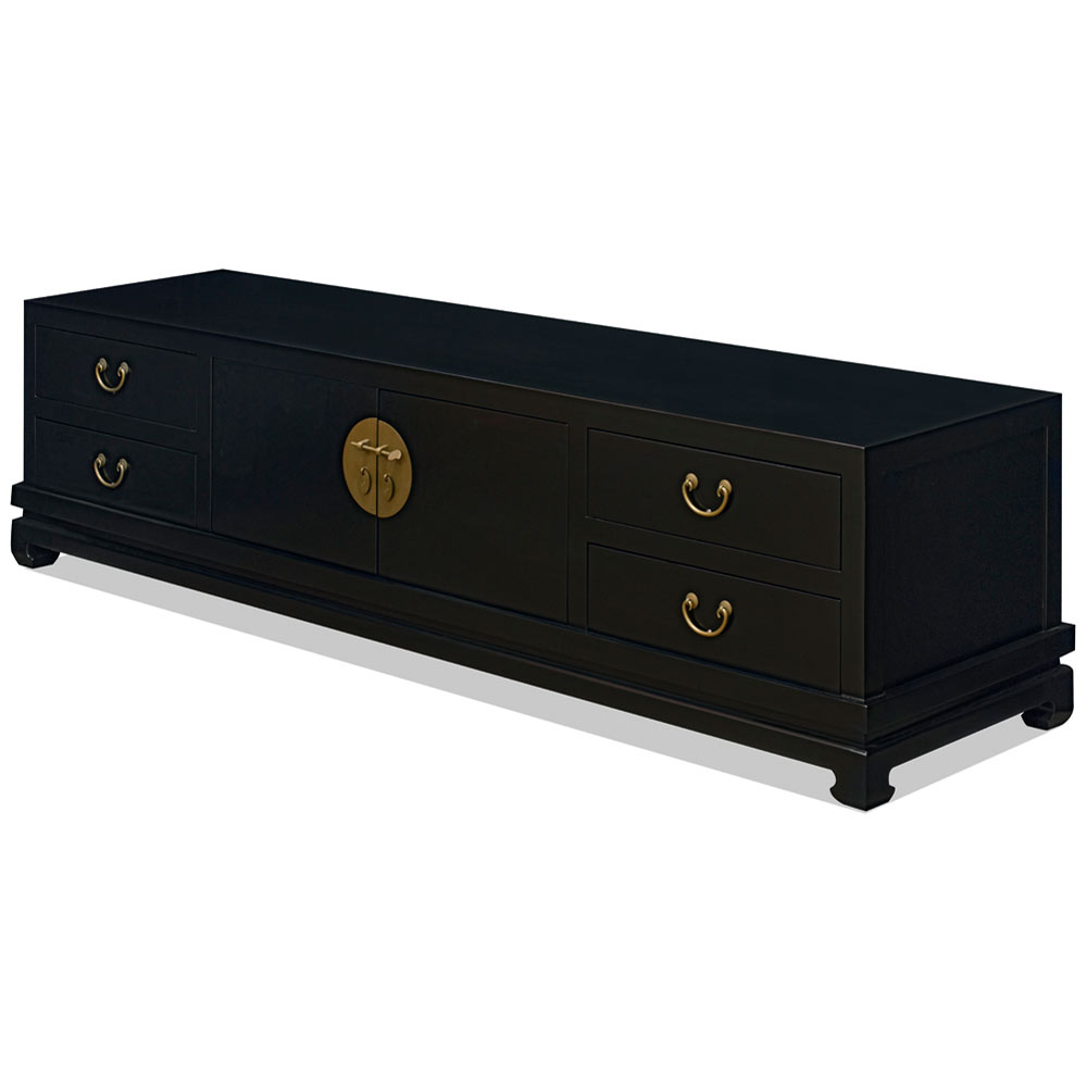 Matte Black Elmwood Village Chinese Kang Media Cabinet