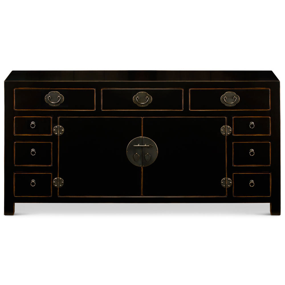 Black Elmwood Peking Oriental Sideboard