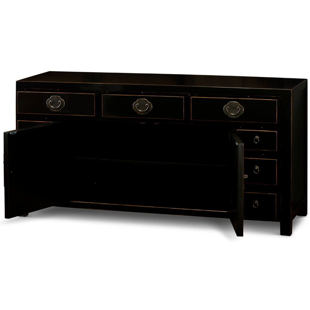 Black Elmwood Peking Oriental Sideboard