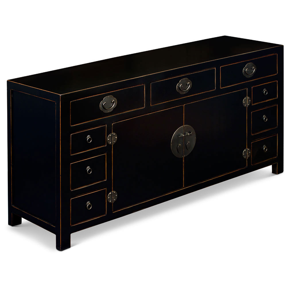 Black Elmwood Peking Oriental Sideboard