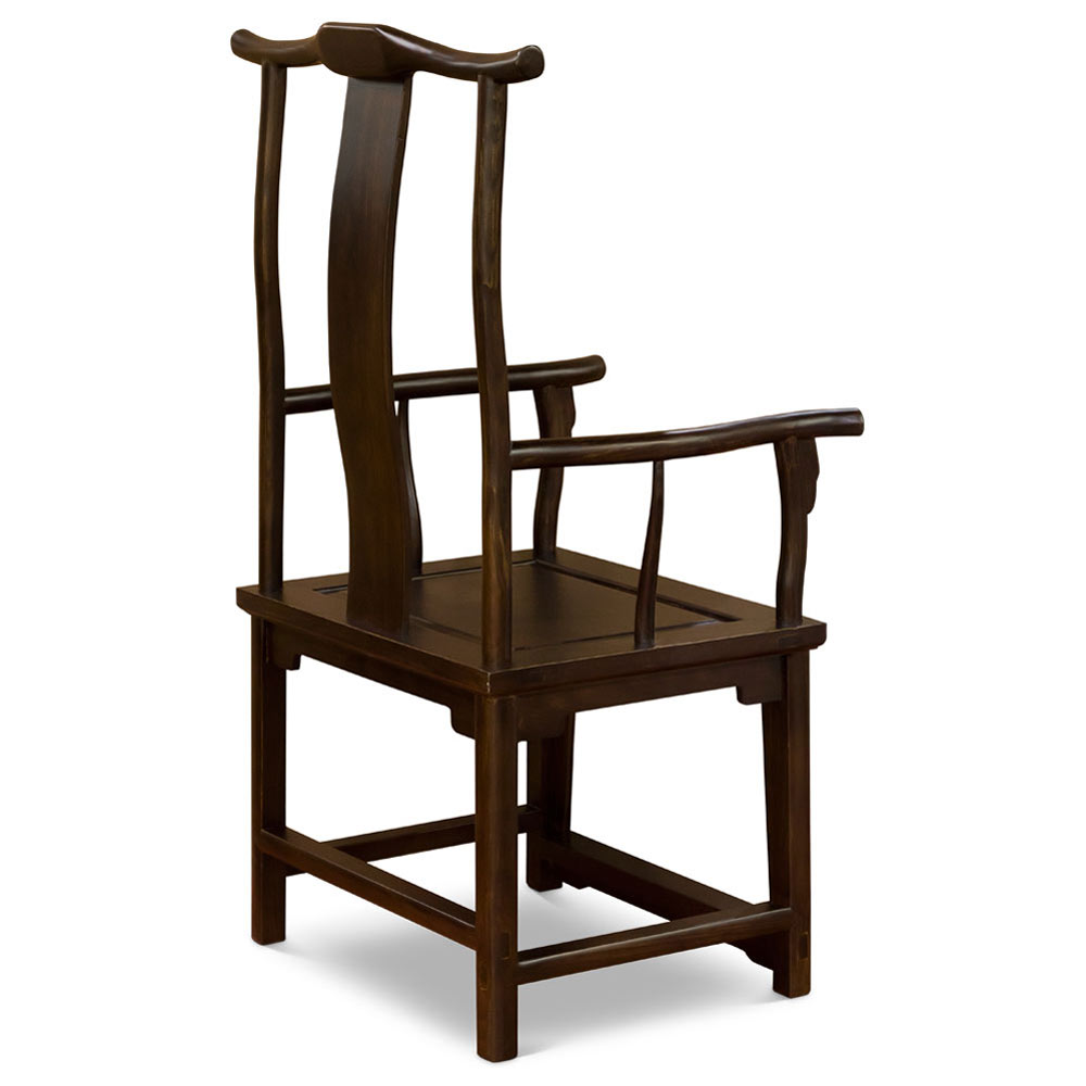 Dark Espresso Elmwood Chinese Ming Official's Arm Chair