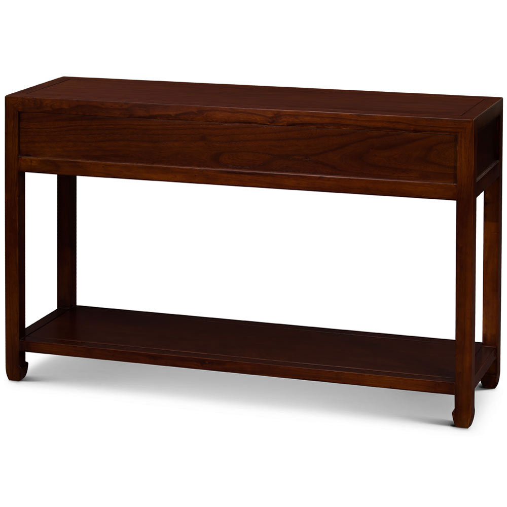 Mahogany Elmwood Chinese Ming Console Table with 3 Drawers and Shelf