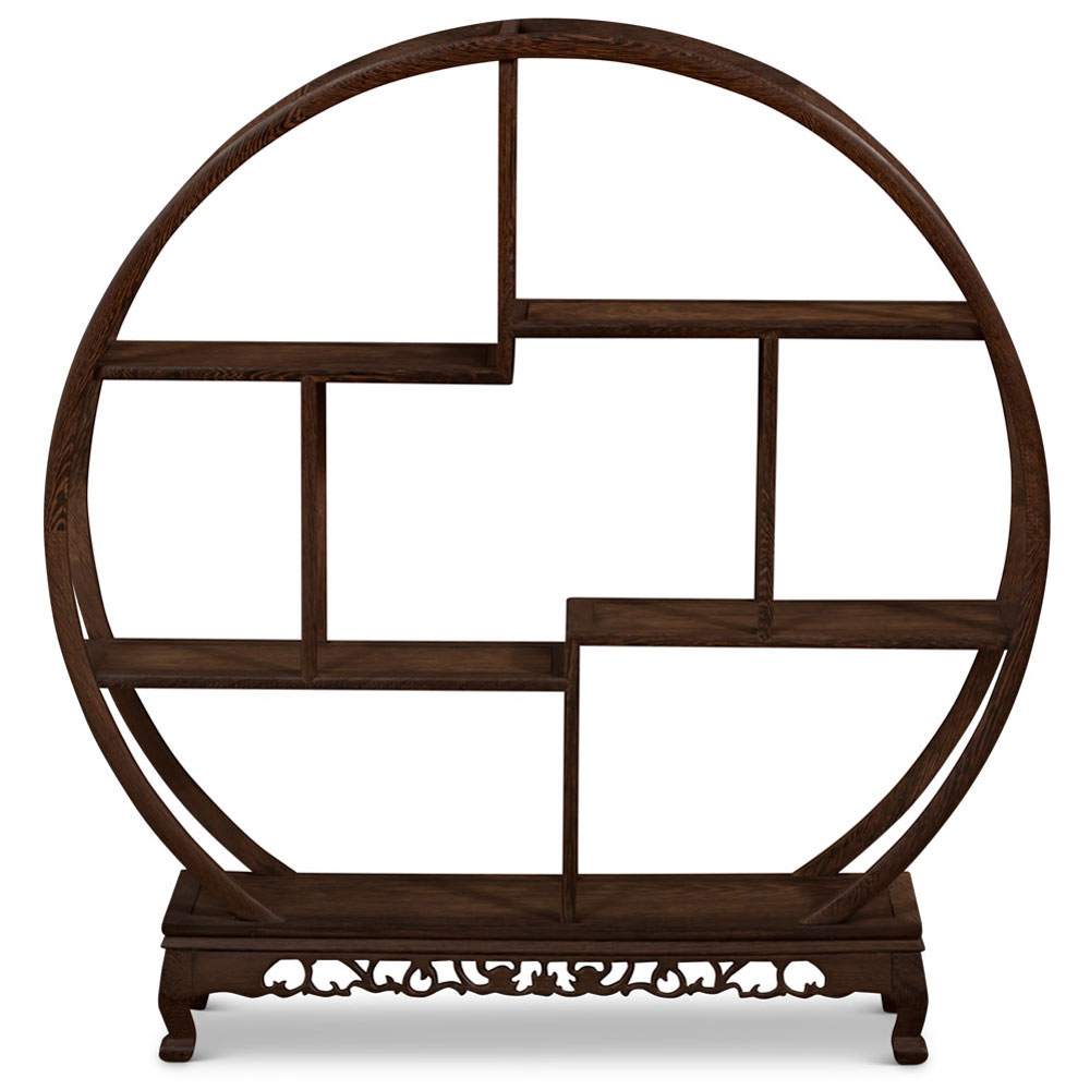 Small Elmwood Asian Moon Curio Stand