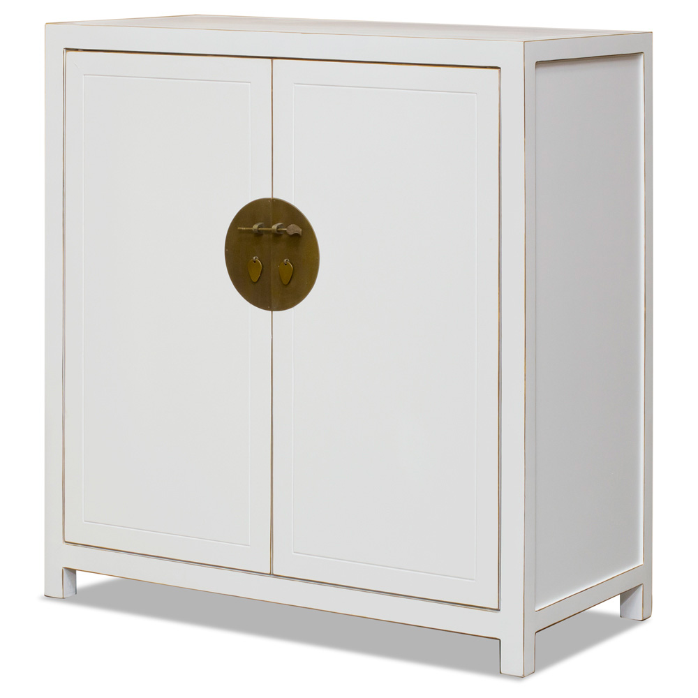 White Lacquer Elmwood Chinese Ming Armoire