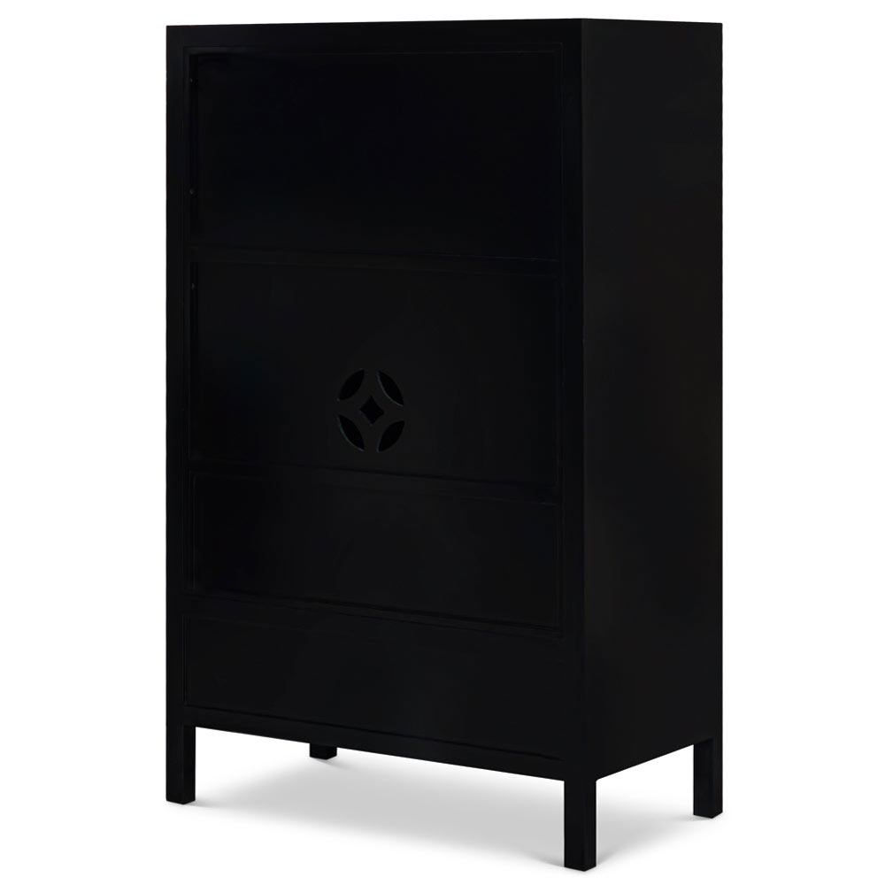 Matte Black Elmwood Chinese Ming Armoire