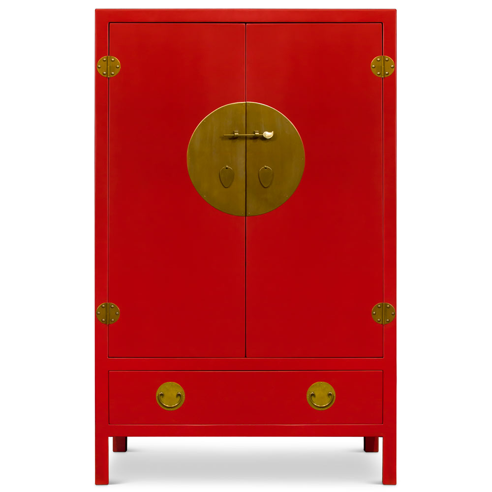 Red Elmwood Chinese Ming TV Armoire